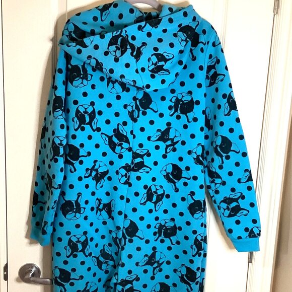 SWS Blue Fleece Long Warm Pajama Onesie Sleepwear Loungewear Dog Print Size XL - Picture 7 of 11